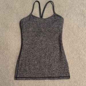 Lululemon Athletica Power Flow Y Top Heather Gray/Black 4